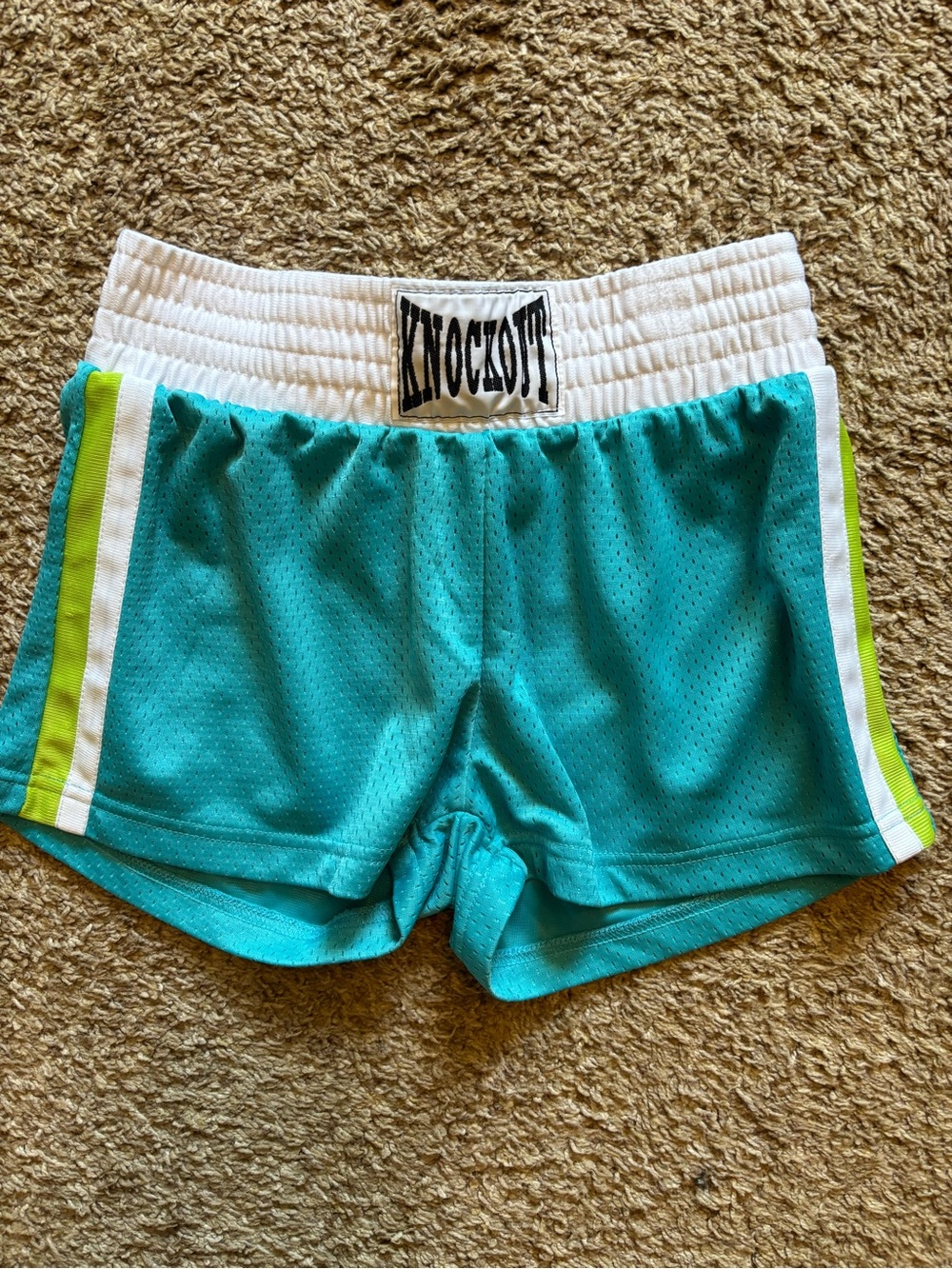 KNOCKOUT Teal Athletic Shorts with White Waistband